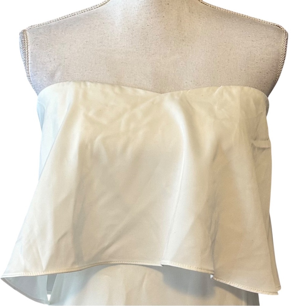 Lulus Class and Charisma White Satin Strapless Midi Dress Medium Bridal Shower - Picture 3 of 14